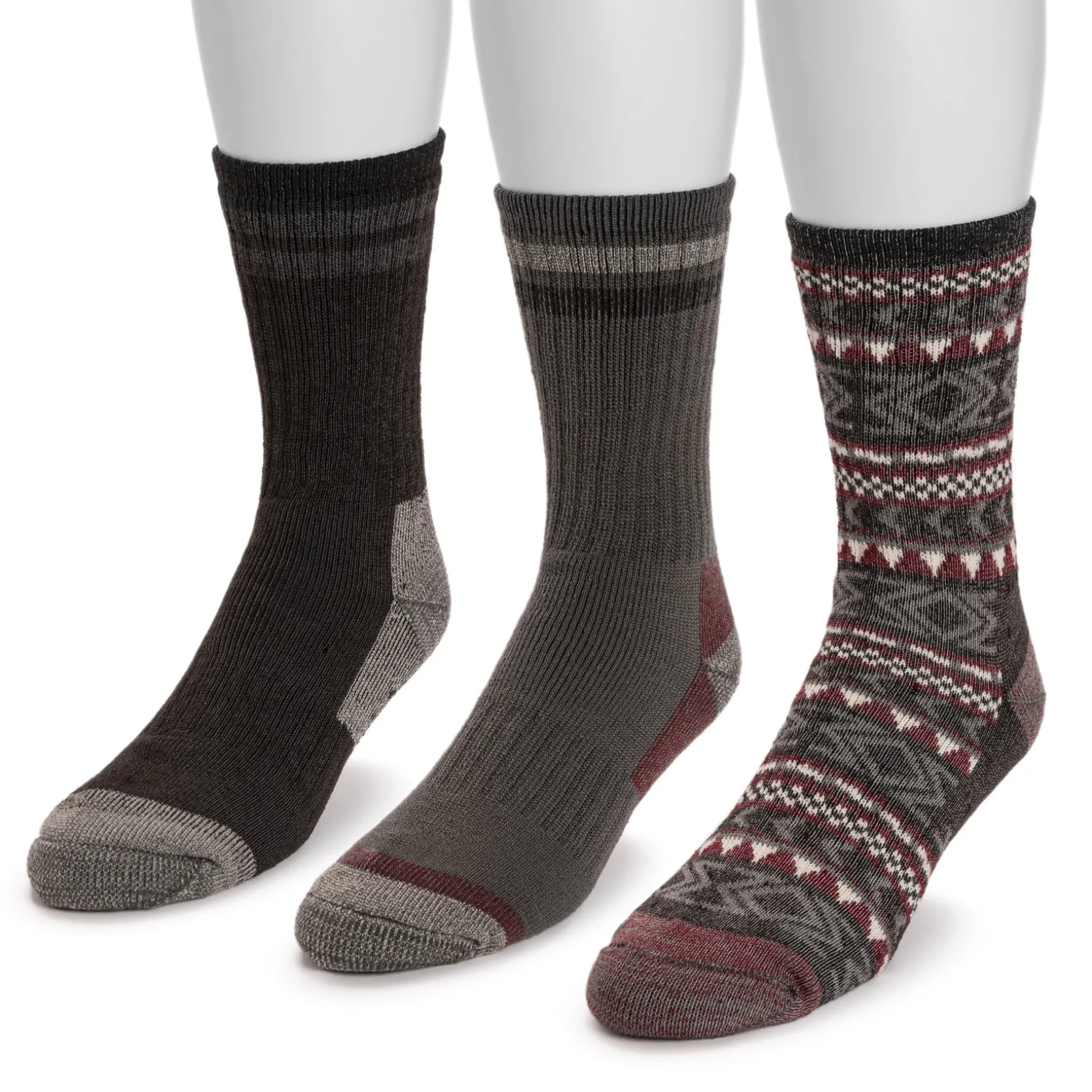 Men's 3 Pair Pack Crew Heat Retainer Hiking Socks