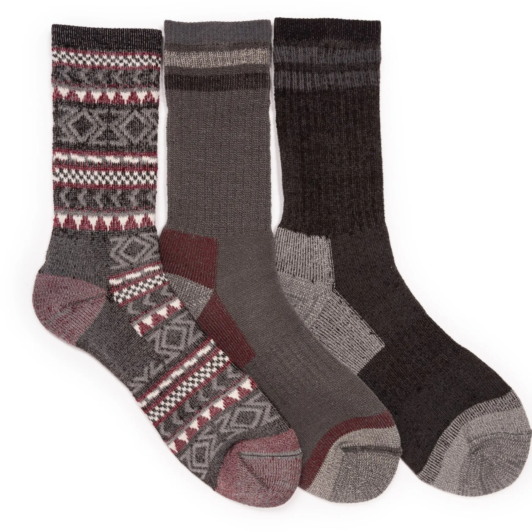 Men's 3 Pair Pack Crew Heat Retainer Hiking Socks