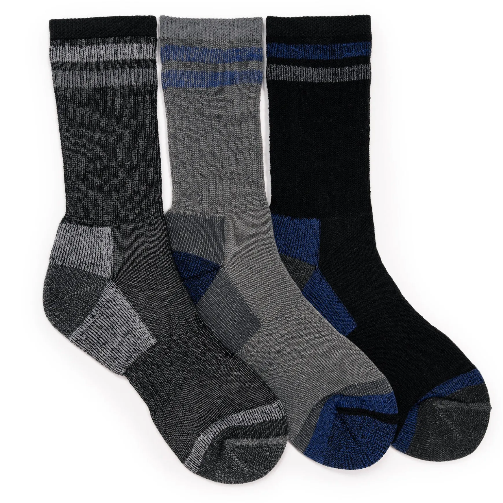 Men's 3 Pair Pack Crew Heat Retainer Hiking Socks
