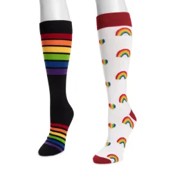 Unisex 2 Pair Pack Knee High Pride Socks