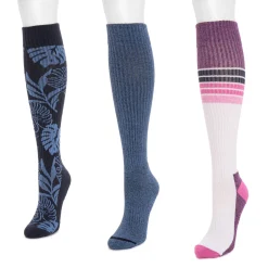 Women's 3 Pack Cotton Compression Knee-High Socks