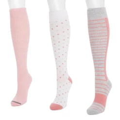 Women's 3 Pack Cotton Compression Knee-High Socks