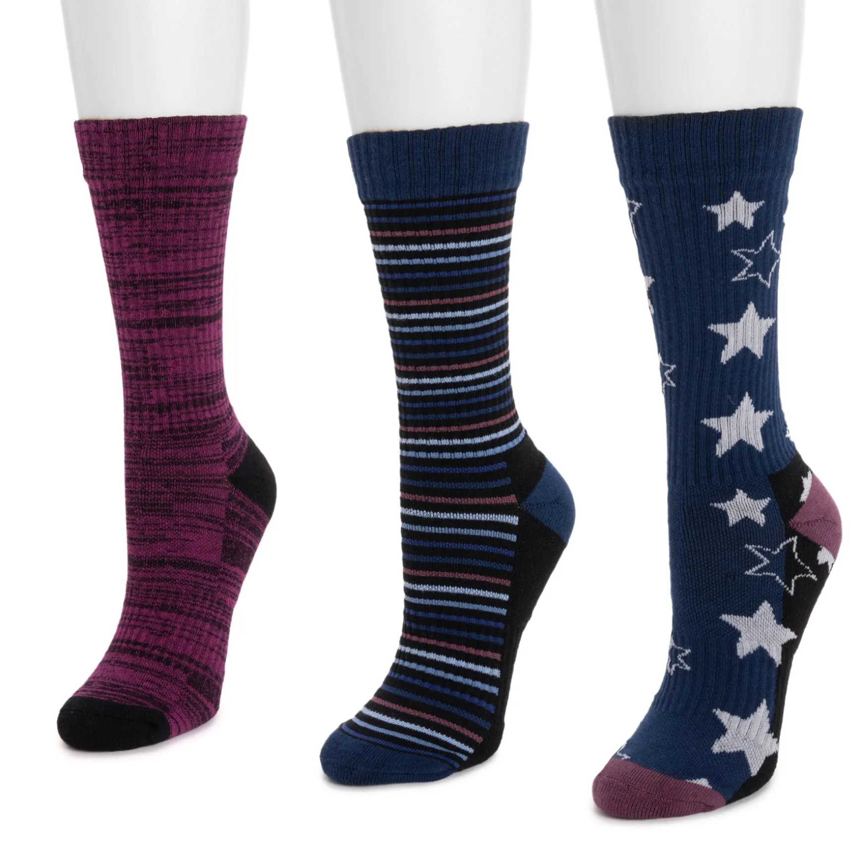 Women's 3 Pack Cotton Compression Crew Socks