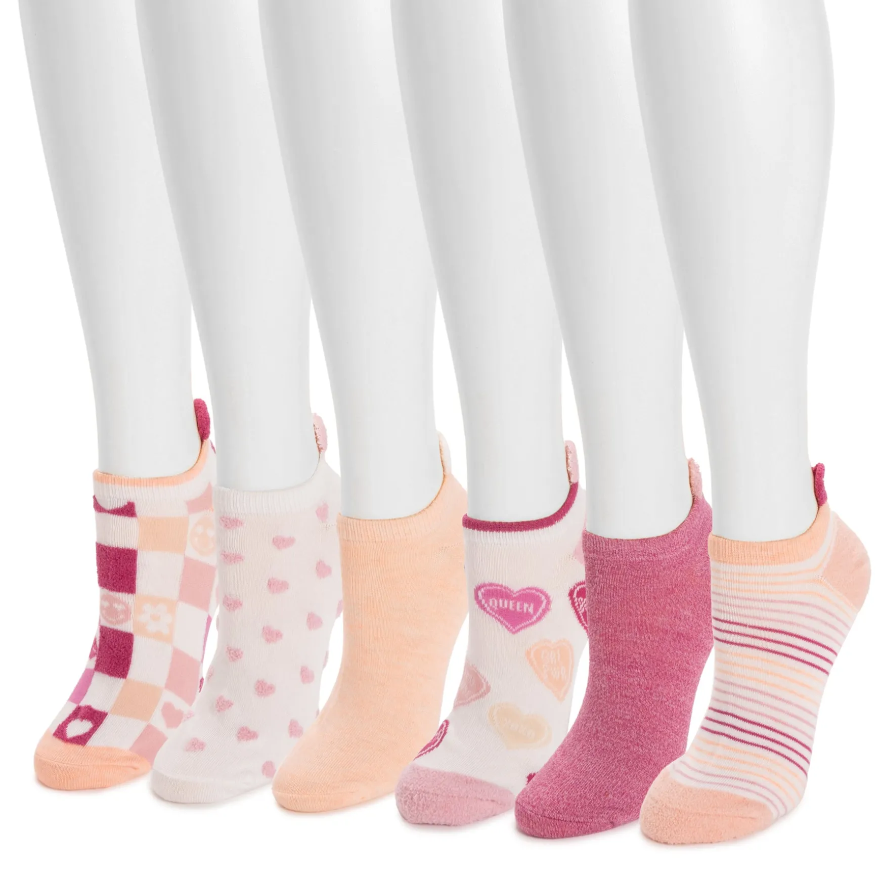 Women's 6 Pack 3D Tab Low-Cut Ankle Socks
