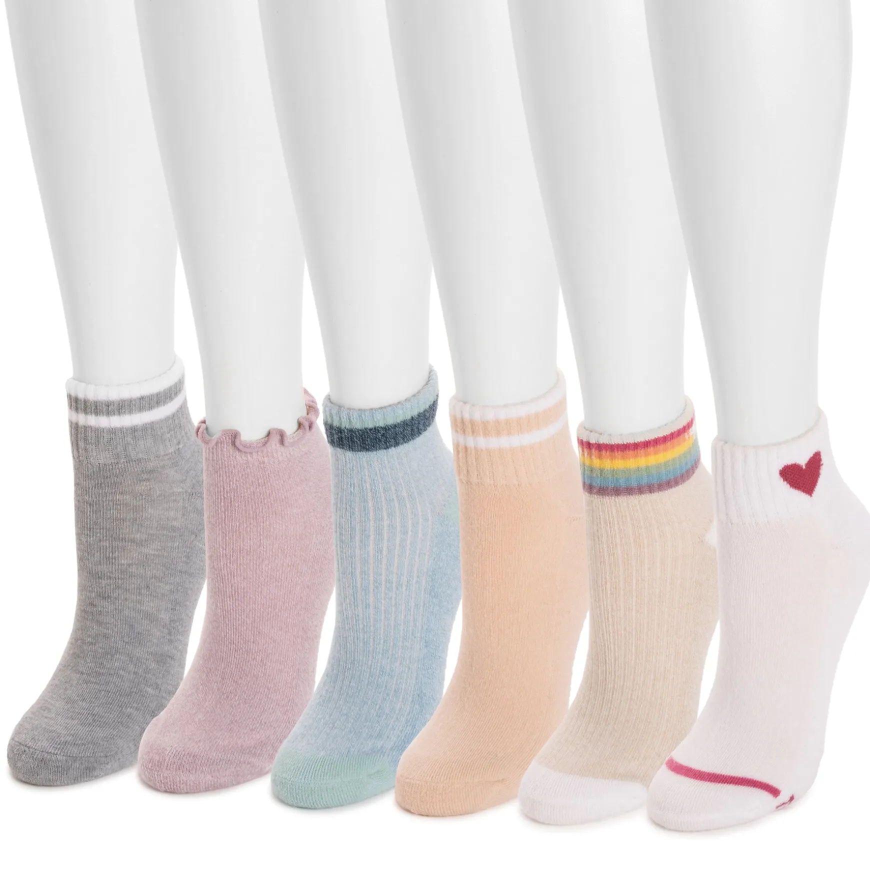 Women's 6 Pack Dream Step by Muk Luks Mini Crew Socks