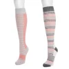Women's 2 Pair Pack Cotton Compression Knee High Socks
