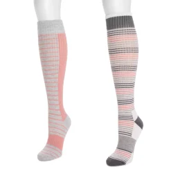Women's 2 Pair Pack Cotton Compression Knee High Socks