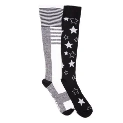 Women's 2 Pair Pack Cotton Compression Knee High Socks