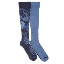 Women's 2 Pair Pack Cotton Compression Knee High Socks
