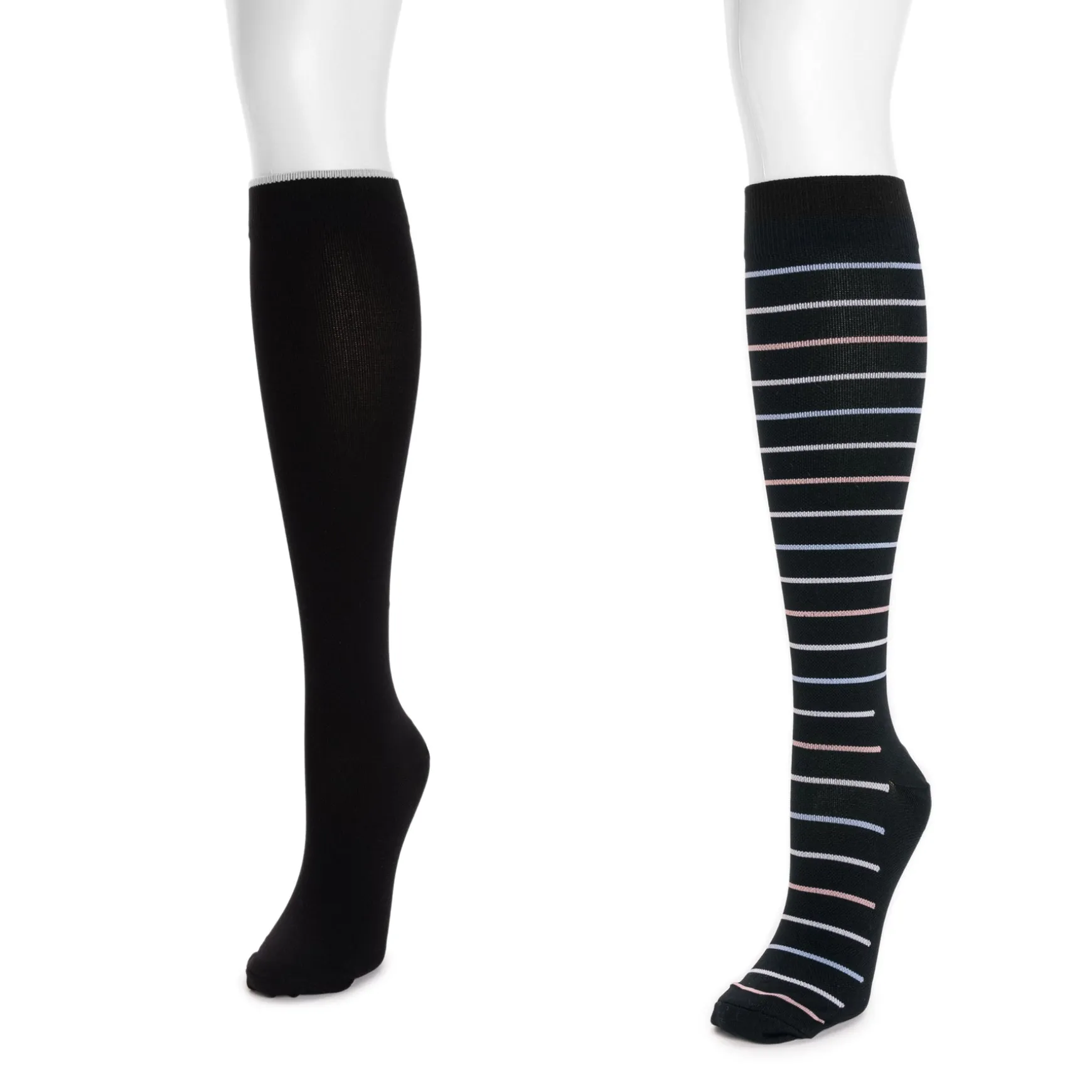 Women's 2 Pair Pack Nylon Compression Knee High Socks