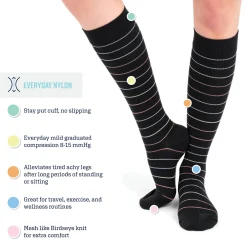 Women's 2 Pair Pack Nylon Compression Knee High Socks