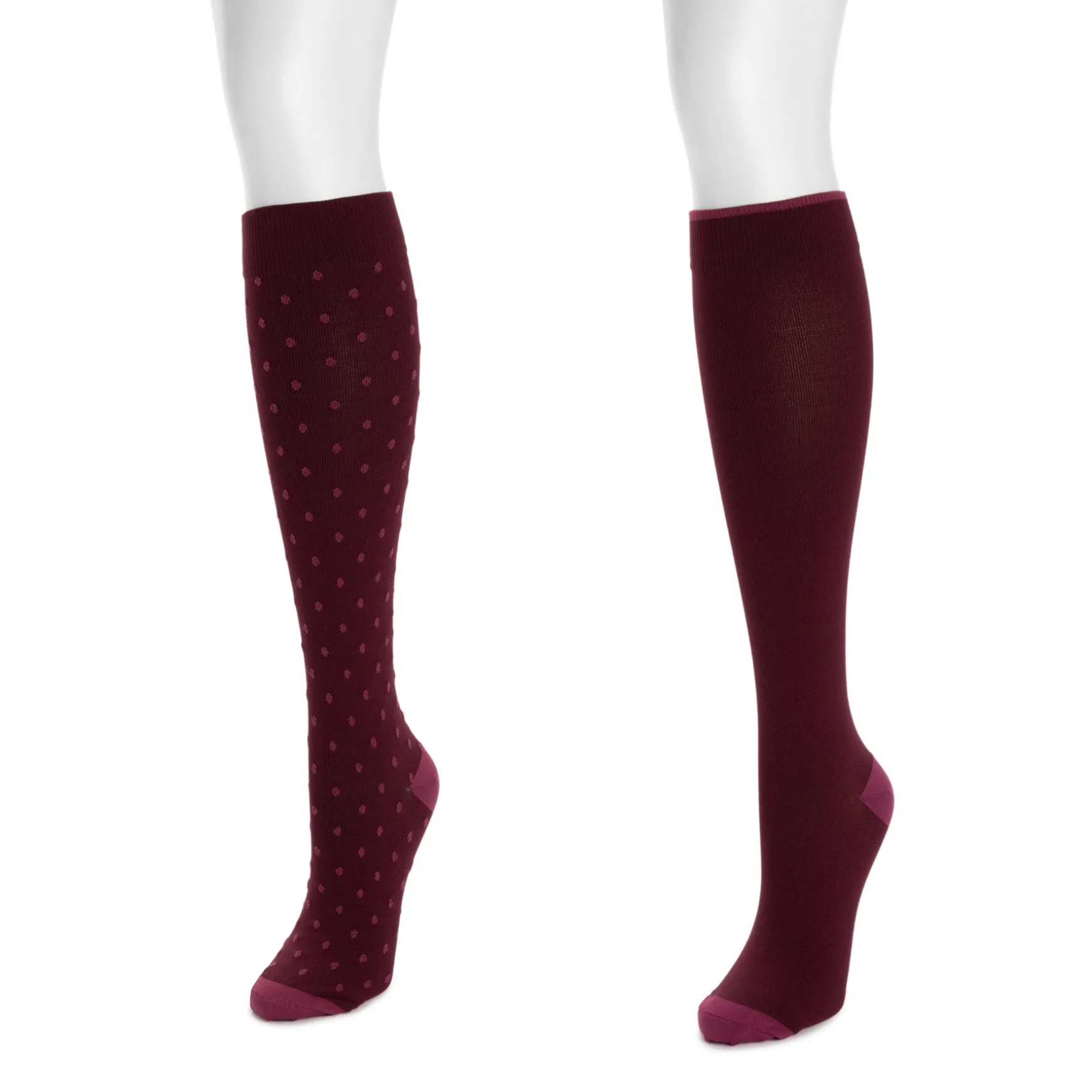 Women's 2 Pair Pack Nylon Compression Knee High Socks