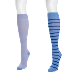 Women's 2 Pair Pack Nylon Compression Knee High Socks