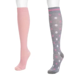 Women's 2 Pair Pack Nylon Compression Knee High Socks