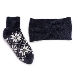 Women's Chenille Cabin Sock and Headband Set