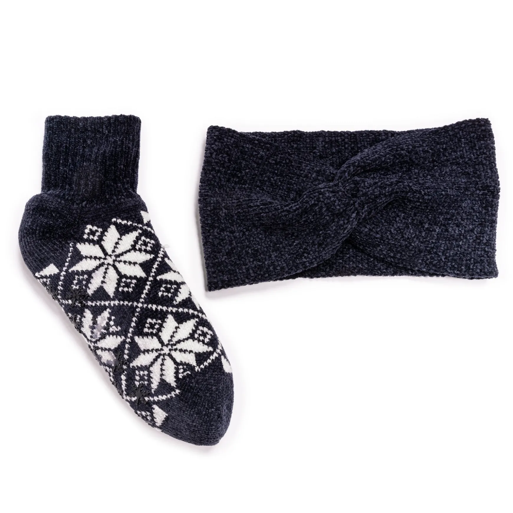 Women's Chenille Cabin Sock and Headband Set
