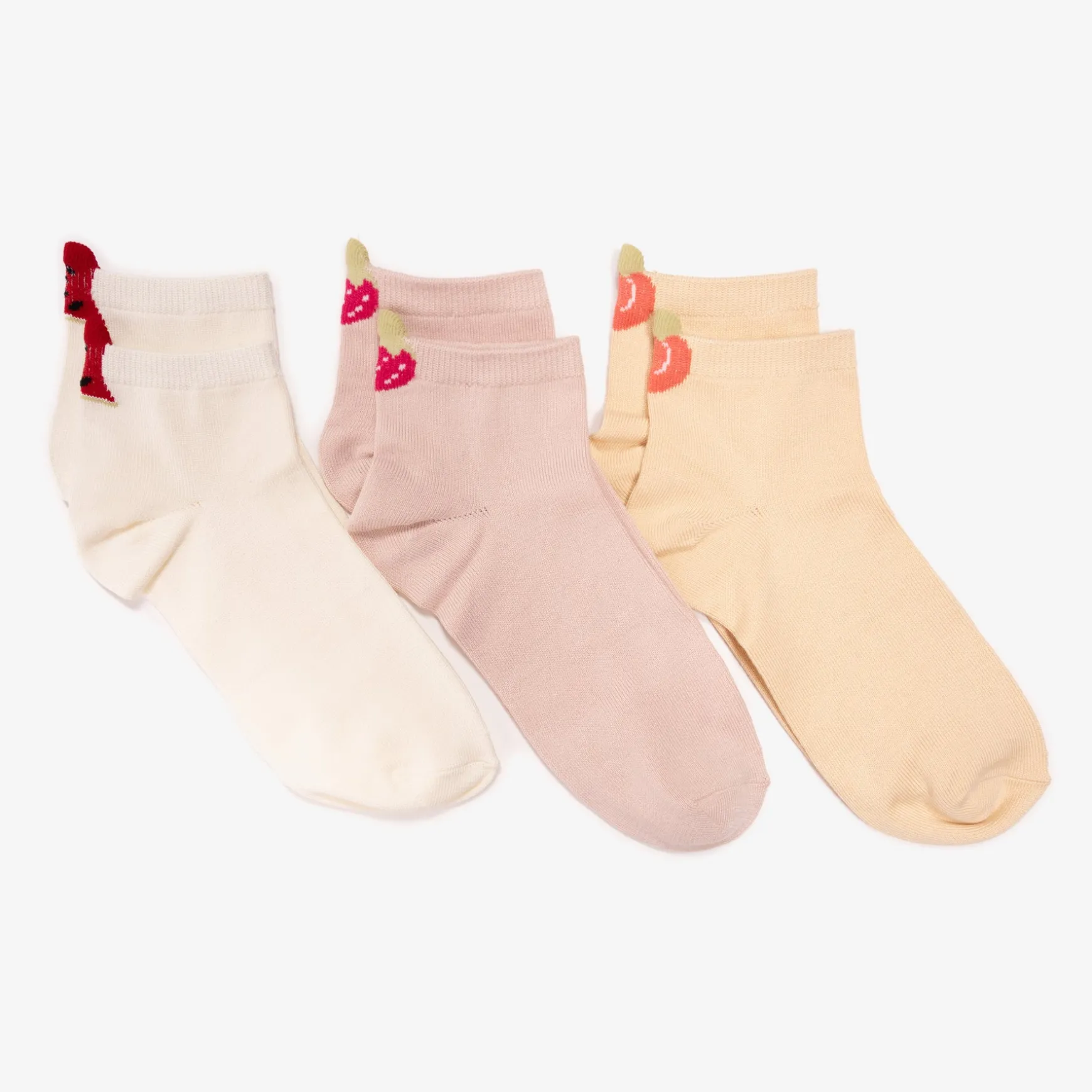 Women's Luxe 3 Pair Pack Whisper Soft 3D Fruit Ankle Socks
