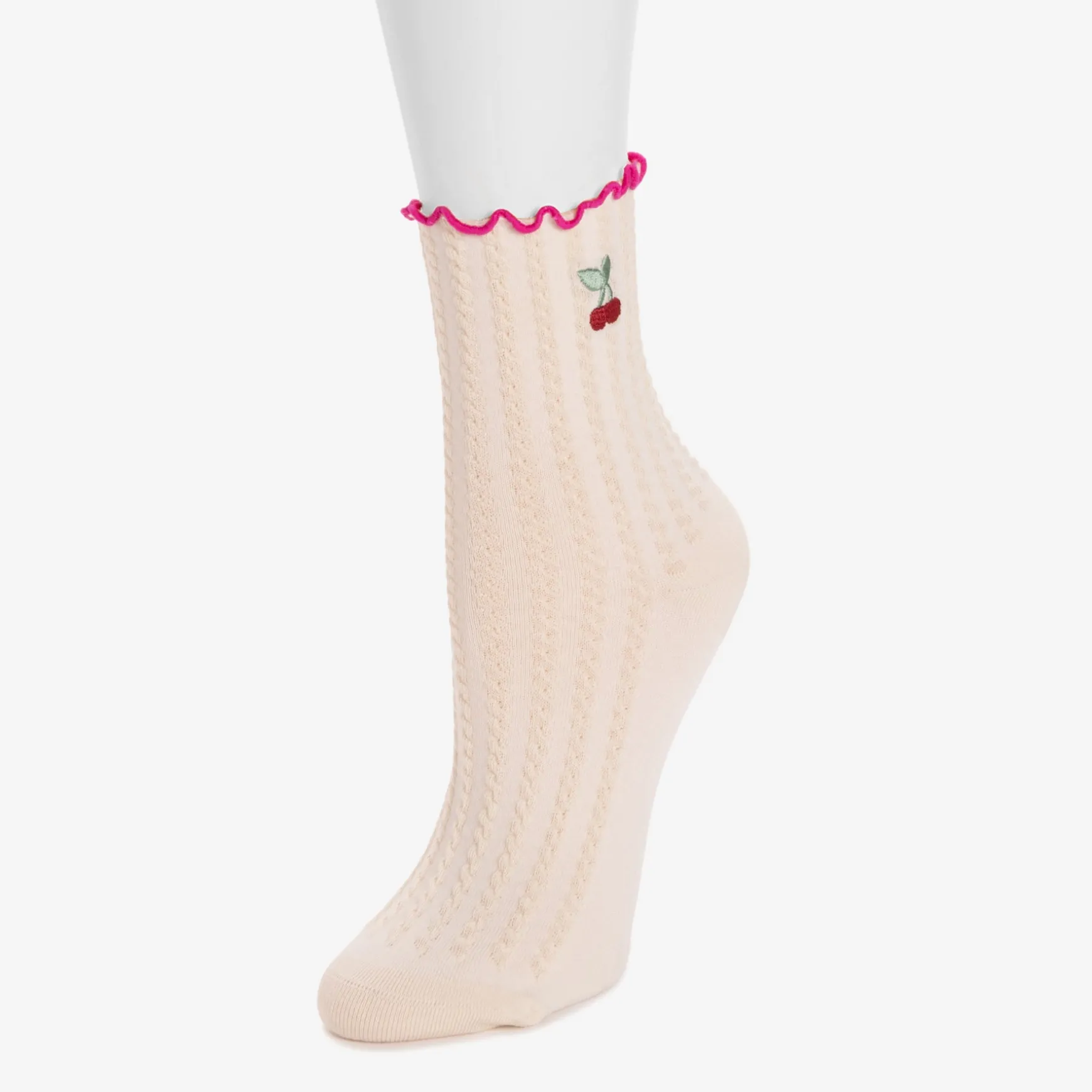 Women's Luxe Texture Embroidery Crew Sock
