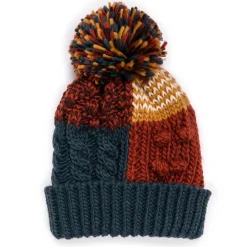 Women's Patchwork Pom Cuff Cap