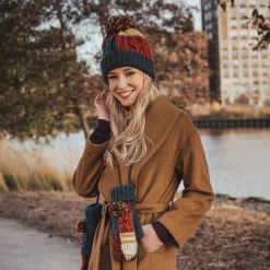 Women's Patchwork Pom Cuff Cap