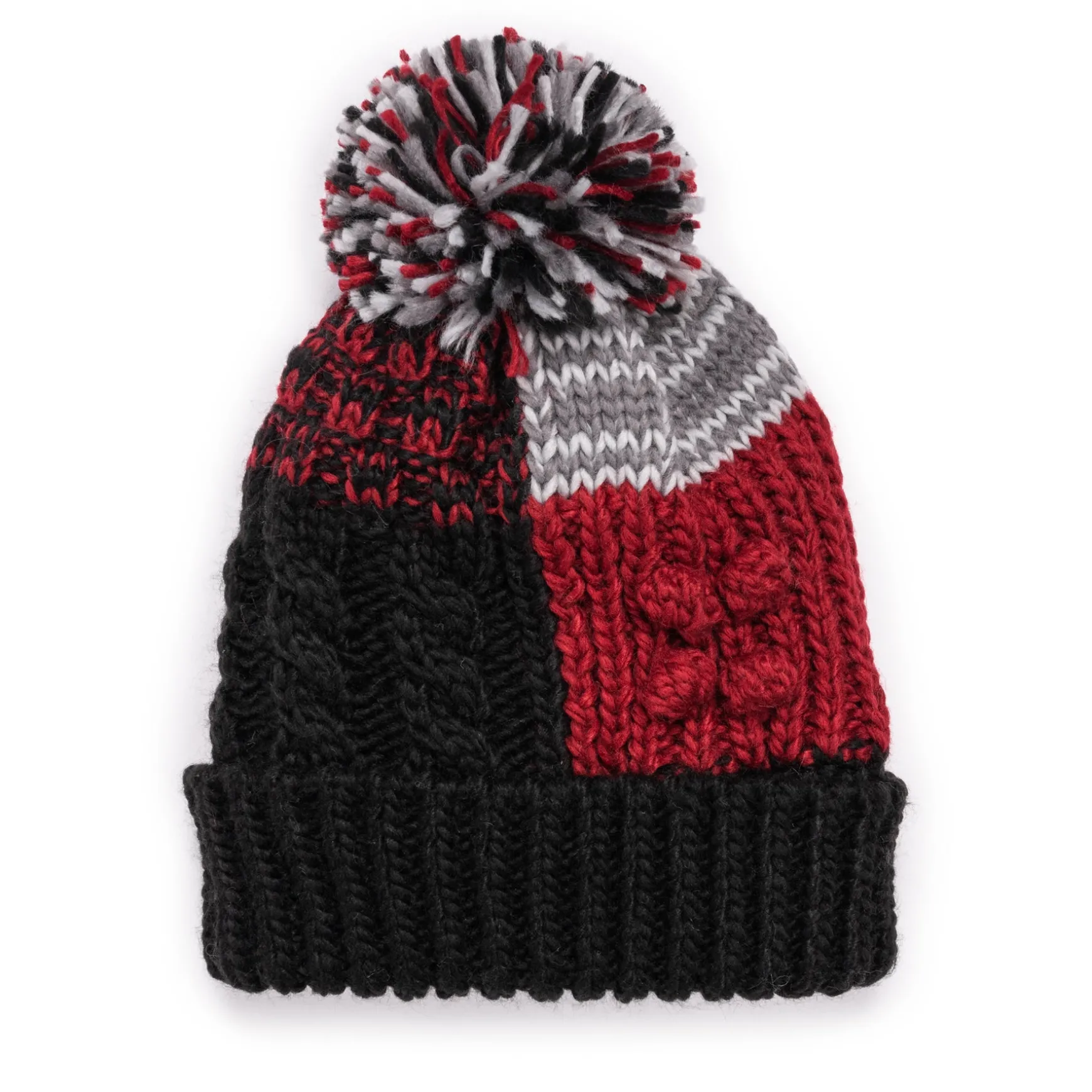 Women's Patchwork Pom Cuff Cap