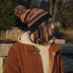 Women's Slouchie Beanie with Patterned Turnback Cuff