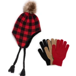 Women's Trapper Hat With 3 Pack Glove Set