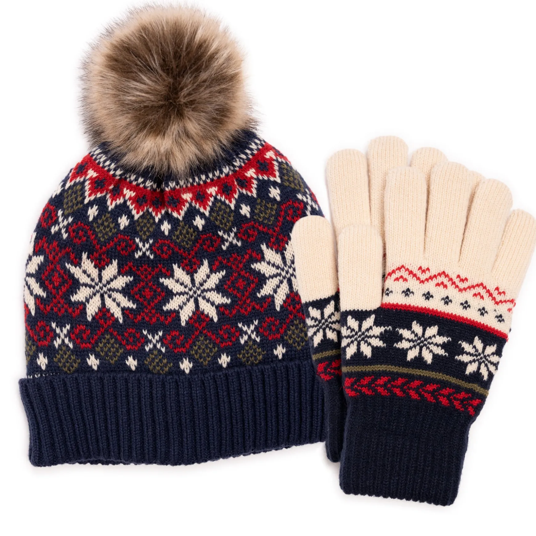 Women's Wool Blend Cuff Cap and Glove Set