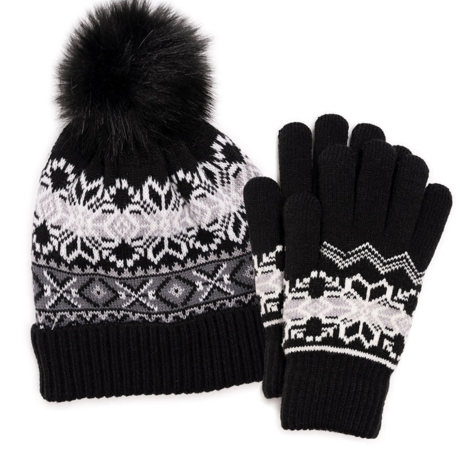 Women's Wool Blend Cuff Cap and Glove Set